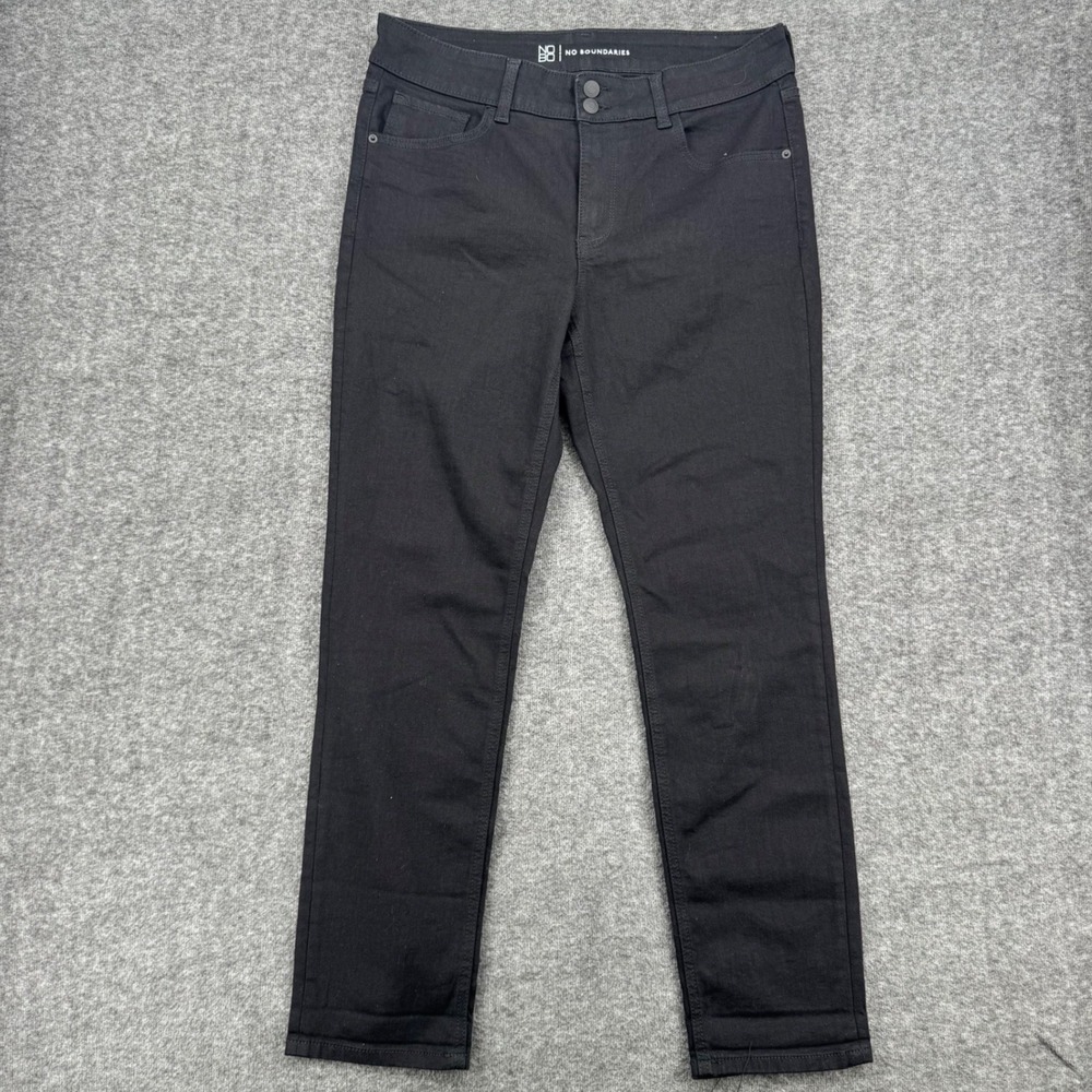 No Boundaries Womens Black High Rise Skinny Jeans Double Button Size 15 Ankle